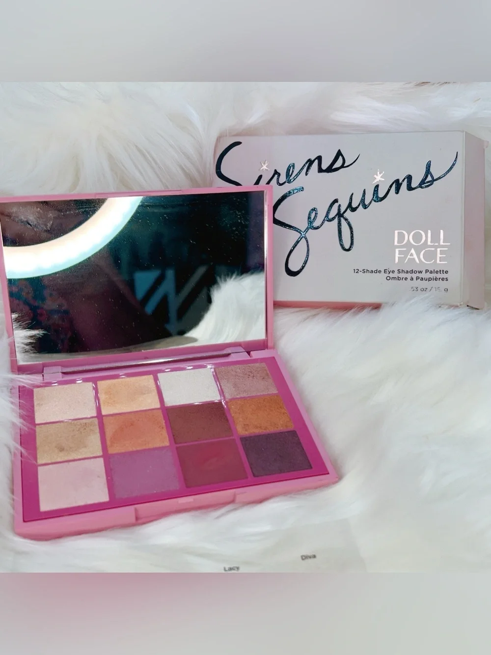 Doll Face 12 shade eyeshadow palette Sirens & Sequins shimmery shine